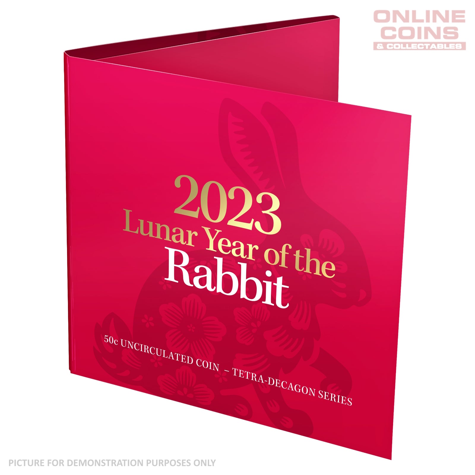 2023 50c CuNi Uncirculated Tetra-Decagon Carded Coin – Year of the Rabbit